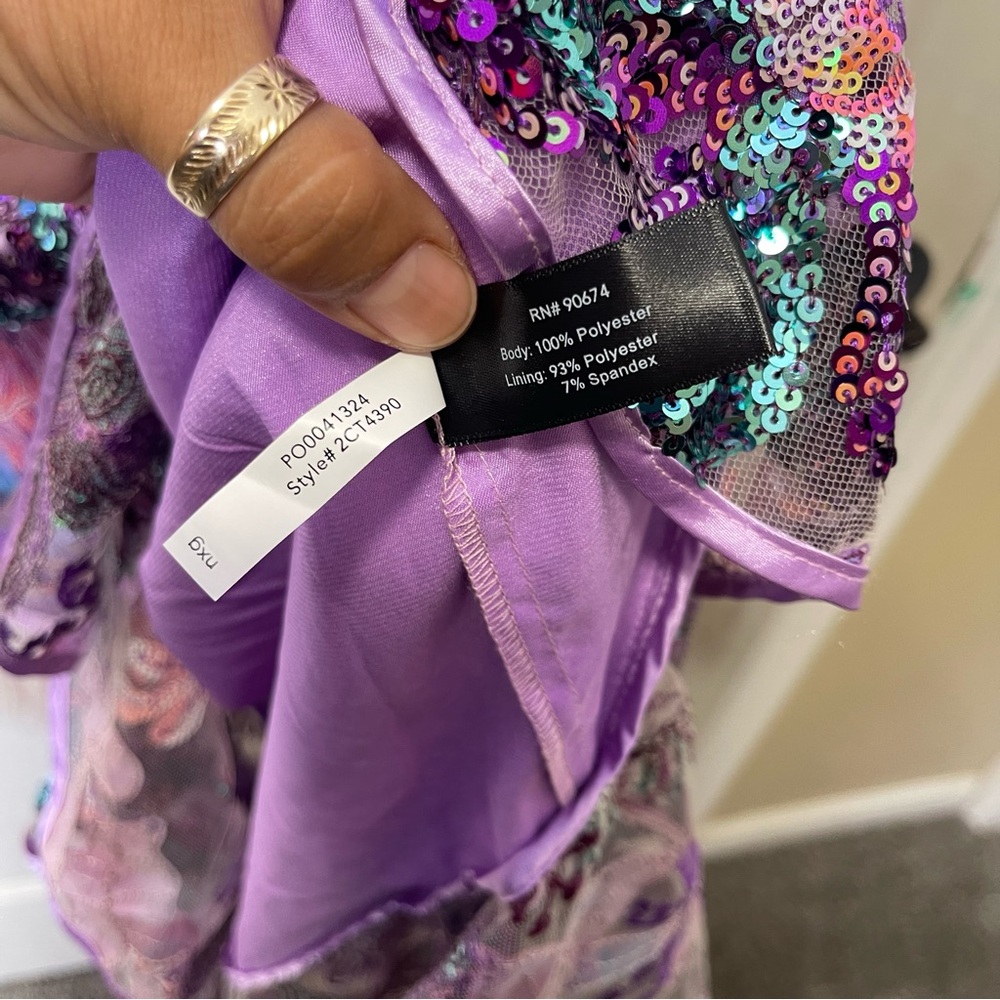 Boston Proper Embroidered Sequin Mesh Ruffle Slit Midi Dress Sz 14 - Picture 6 of 8